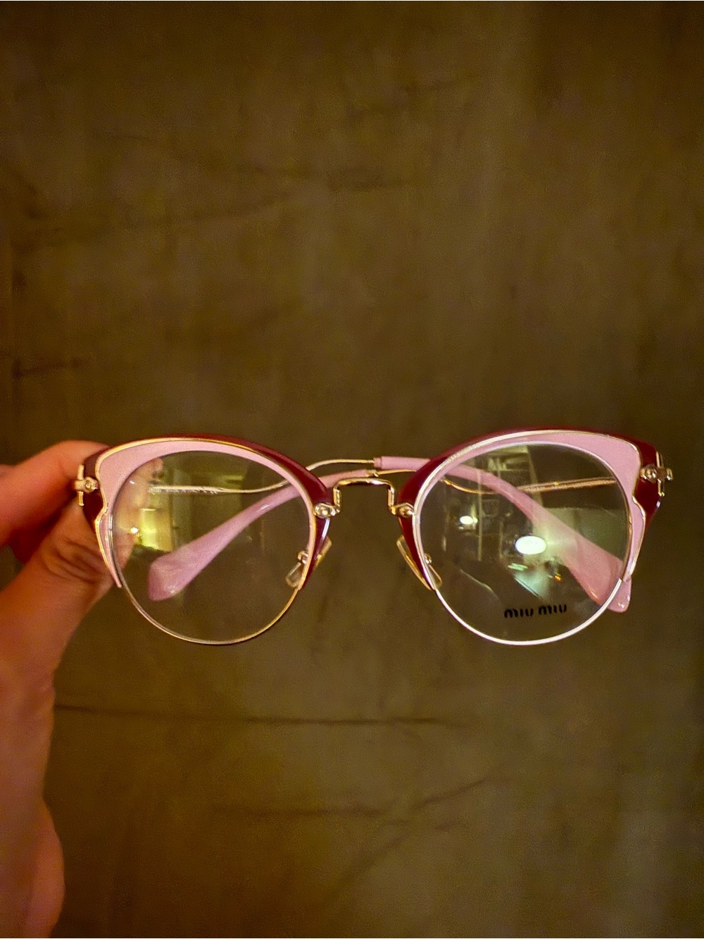 Miu Miu Pink Cat-Eye Sunglasses with Gold Trim